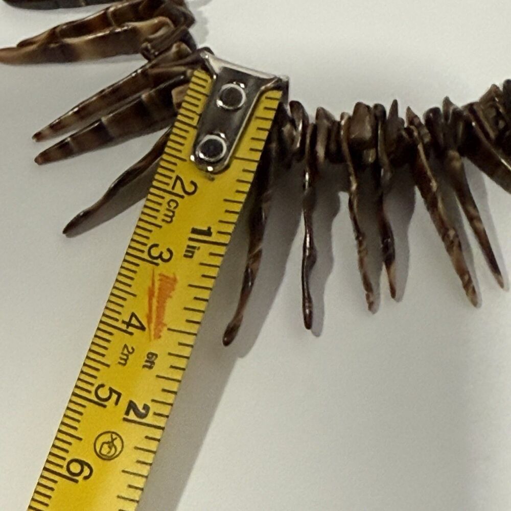 Vintage Tiger Eye Stone Spike Necklace Brown Chip Bead Tribal Boho Statement - Picture 7 of 16
